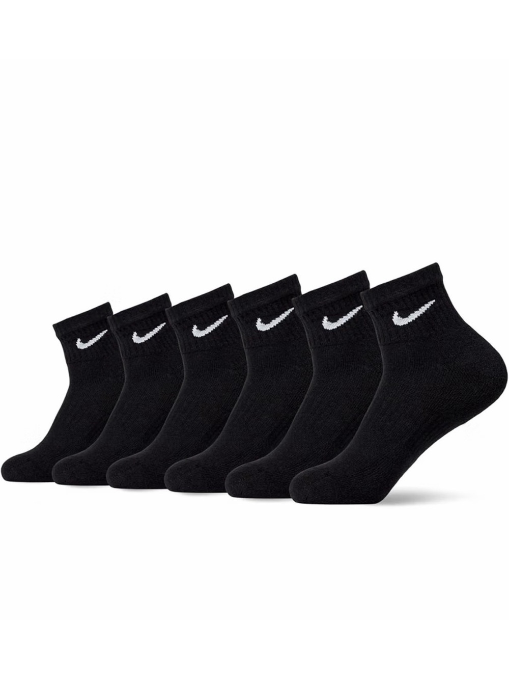 Nike Adult/Kids Everyday Black Ankle Cushioned Training Socks (6-Pack)